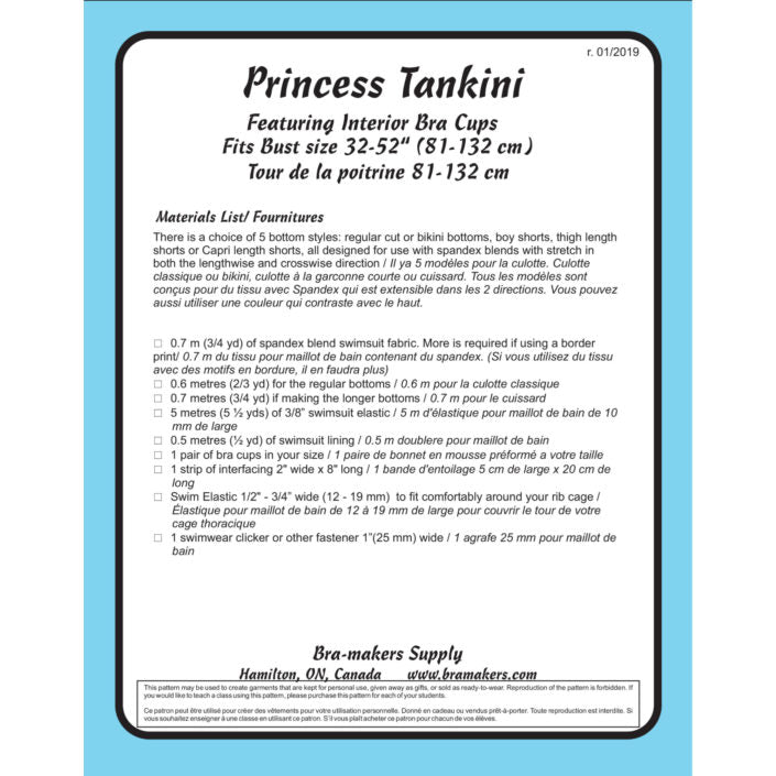 Princess Tankini Swimsuit Pattern