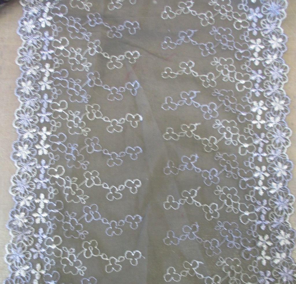 Lilac and Grey Embroidered Lace