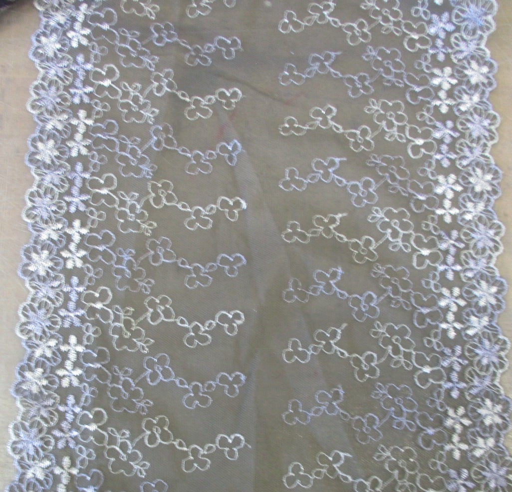 Lilac and grey embroidered lace